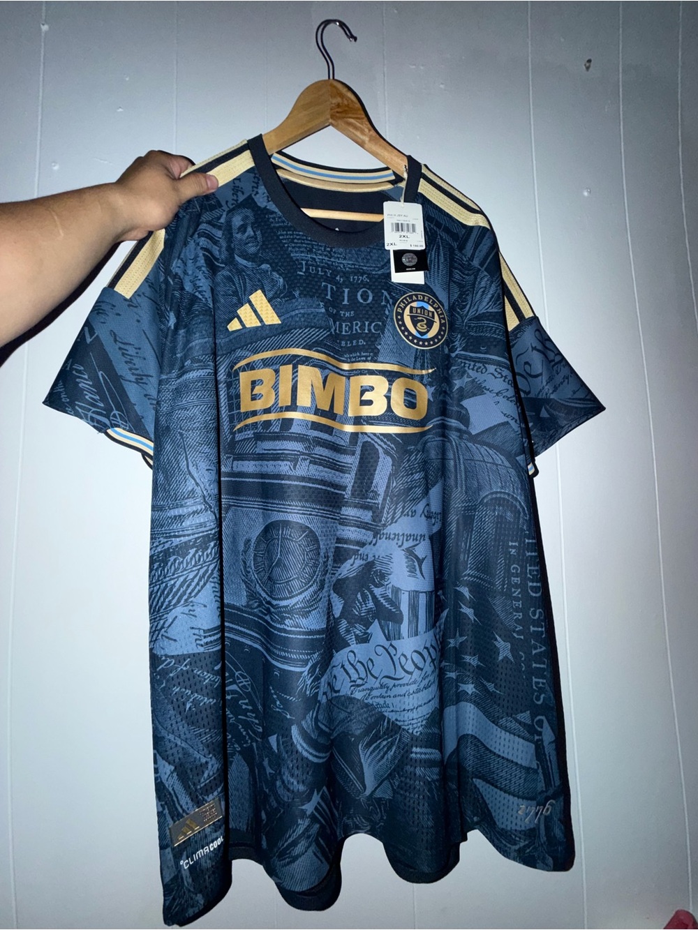 Men Adidas Authentic Philadelphia Union Jersey Size: 2XL